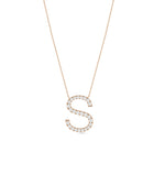 Custom diamond letter initial necklace in rose gold solid gold