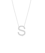 Custom diamond letter initial necklace in 14K solid white gold