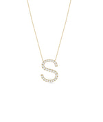 Custom diamond letter initial necklace in 14K yellow solid gold