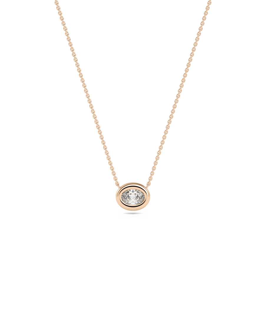 Diamond bubble solitaire necklace in rose gold with birthstone options