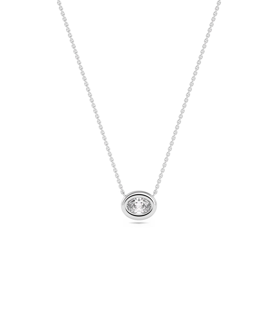 Diamond bubble solitaire necklace in 14K solid white gold
