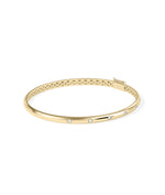 Diamond curved bangle in 14K yellow gold, side view