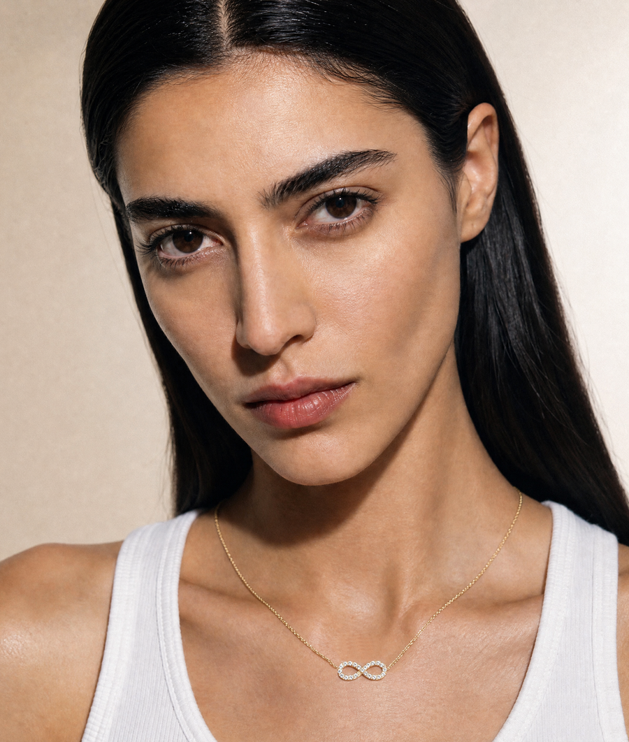 Diamond infinity necklace in 14K solid gold pendant style