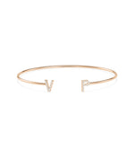 Diamond initials open cuff bracelet in 14K rose gold
