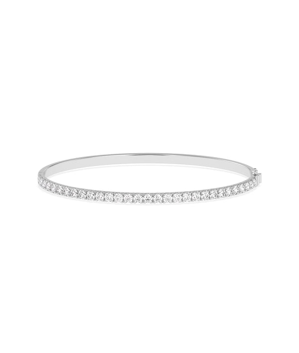 Diamond line bangle in 14K solid white gold alternate view