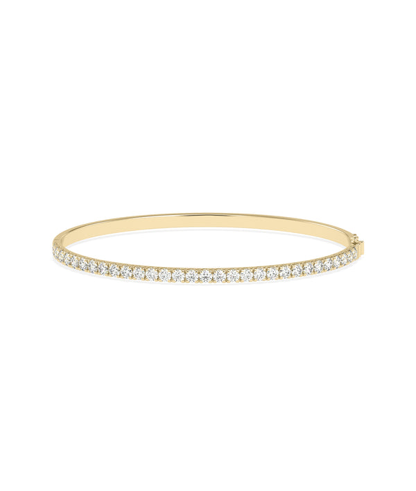 Diamond line bangle in 14K solid yellow gold