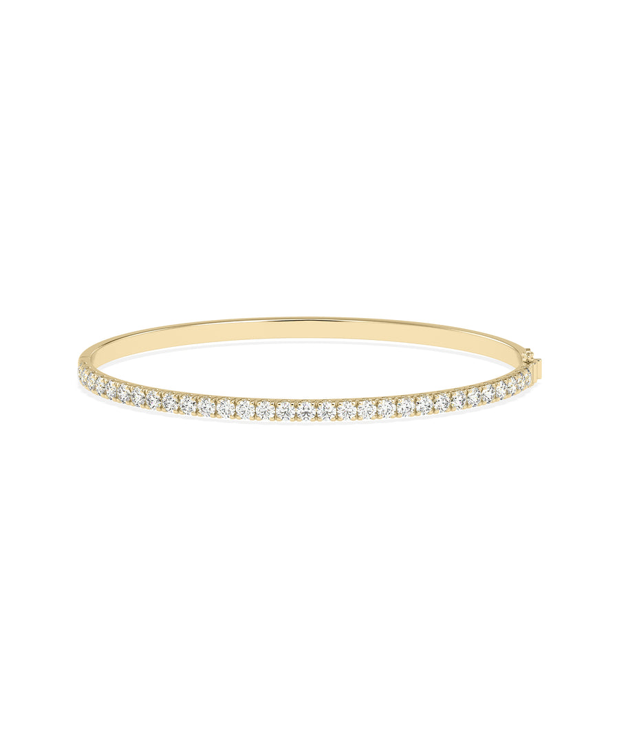 Diamond line bangle in 14K solid yellow gold