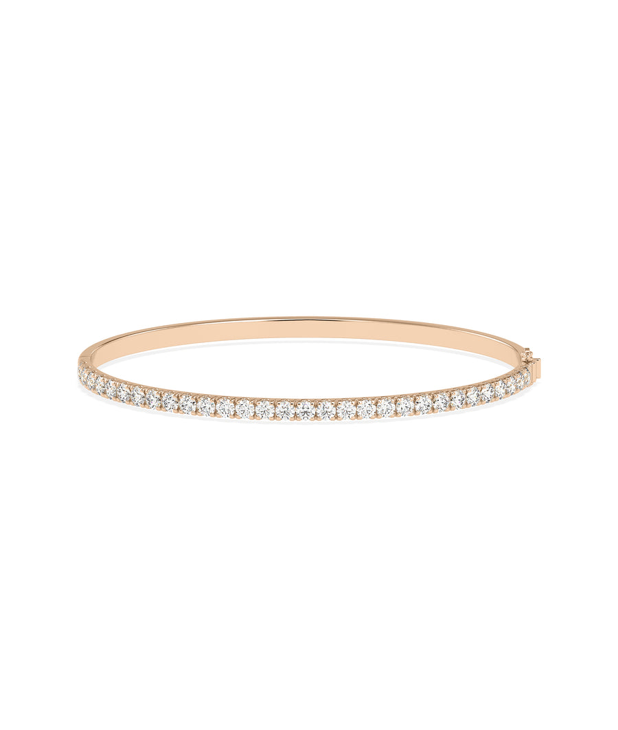Diamond line bangle in 14K rose gold solid gold finish