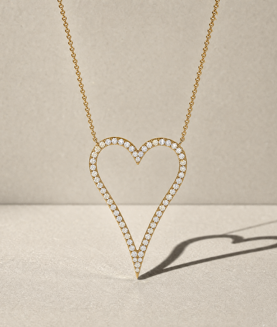 Diamond outline heart necklace crafted in 14K solid gold