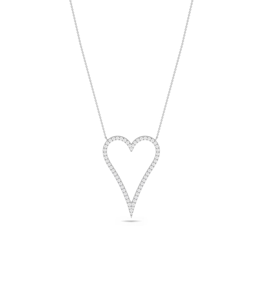Diamond outline heart necklace in 14K solid white gold