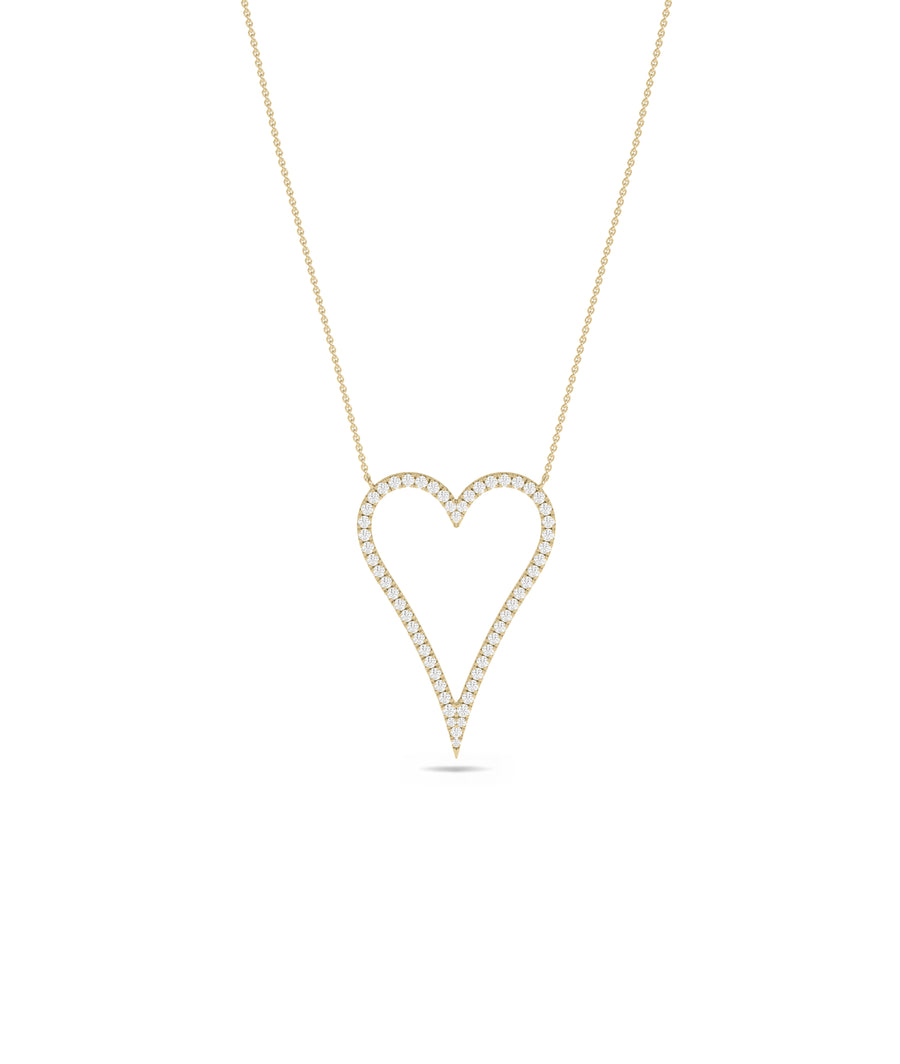 Diamond outline heart necklace in 14K solid yellow gold