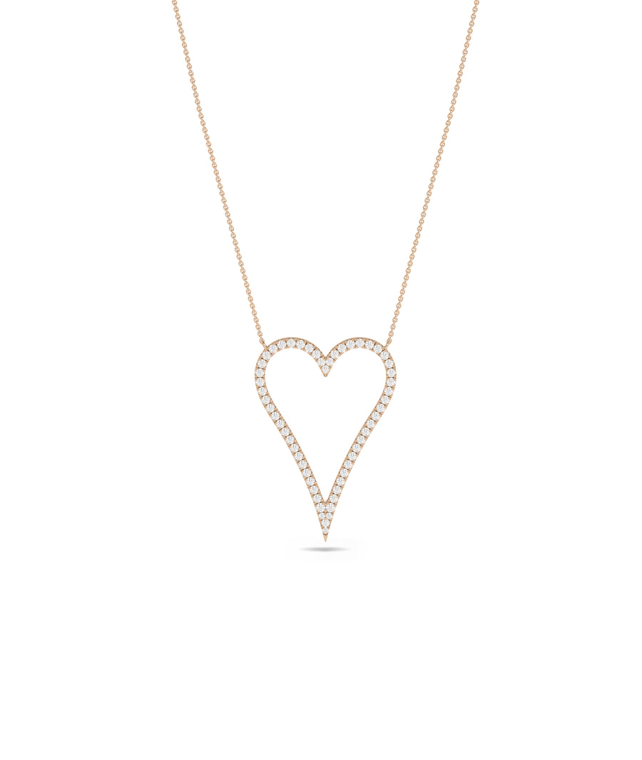 Diamond outline heart necklace in 14K rose gold solid gold