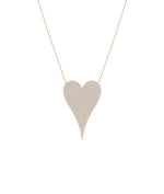 Diamond pave elongated heart necklace in 14K rose gold