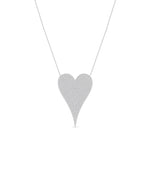 Diamond pave elongated heart necklace in 14K solid white gold