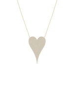Diamond pave elongated heart necklace in 14K yellow solid gold