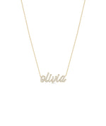 Diamond pavé name necklace in 14K solid yellow gold personalized