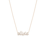 Diamond pave name necklace in 14K solid rose gold personalized