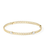 Diamond solitaire curb link bracelet in 14K yellow gold side profile