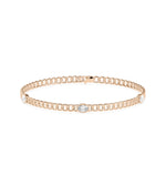 Diamond solitaire curb link bracelet in 14K rose gold