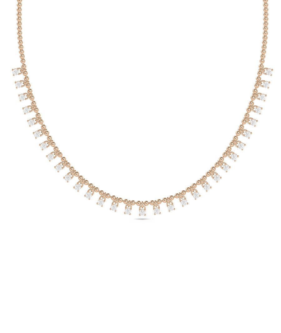 Diamond sparkle necklace in rose gold, solid 14K gold necklace