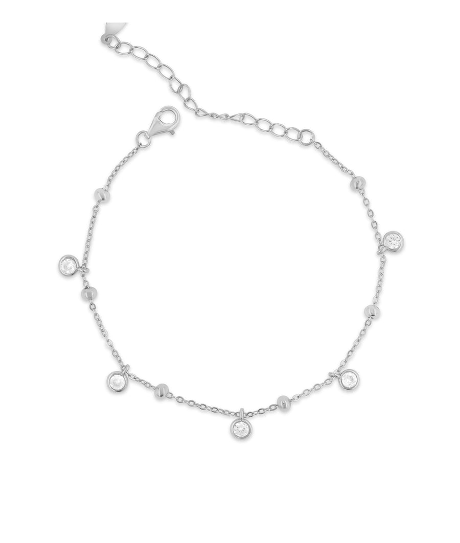 Diamond station bracelet in 14K solid white gold