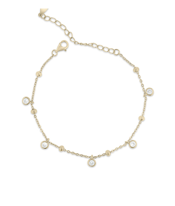 Diamond station bracelet in 14K solid yellow gold
