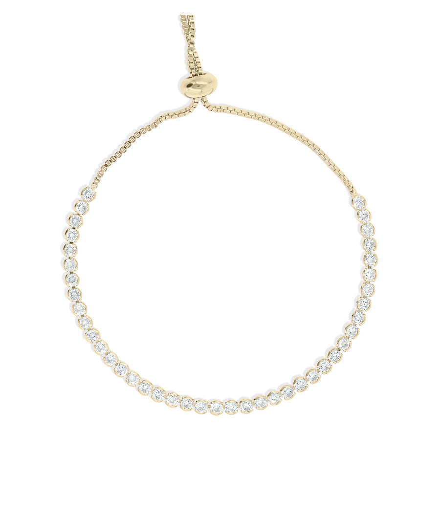 Diamond tennis bolo bracelet in 14K solid yellow gold