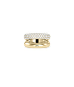 Double row diamond band ring in 14K yellow solid gold