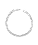 Double row diamond tennis bracelet in 14K solid white gold