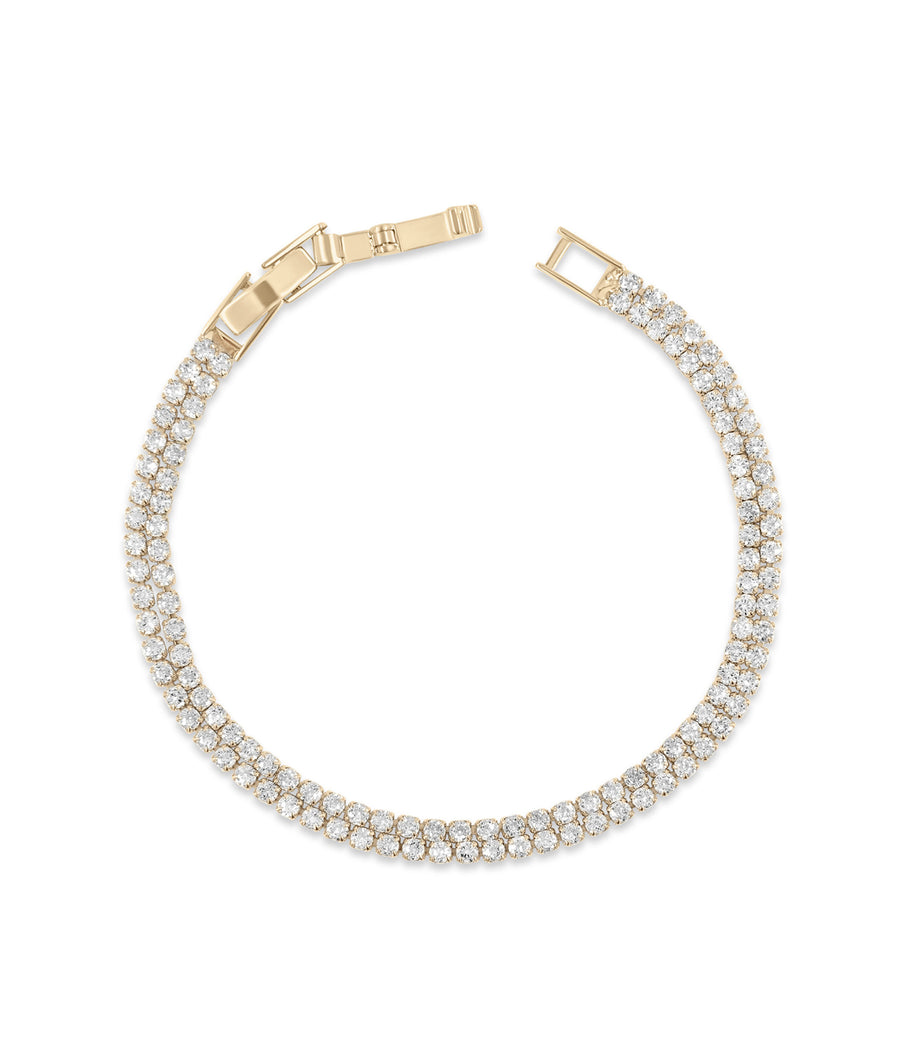 Double row diamond tennis bracelet in 14K rose gold