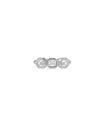 Emerald cut bezel set diamond band ring in 14K white gold