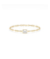 Emerald-cut diamond bezel set bracelet in 14k yellow gold bar and circle chain link design