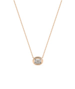 Emerald cut diamond bubble solitaire necklace in rose gold