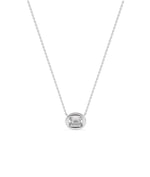 Emerald cut diamond bubble solitaire necklace in 14K white gold