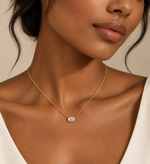 Emerald cut diamond bubble solitaire necklace in 14K solid gold
