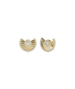 Fan stud earrings in 14K solid yellow gold