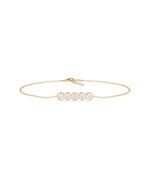 Five-stone bezel diamond bracelet in 14K yellow gold