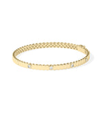 Fluted diamond bangle in 14K solid gold bezel station side profile