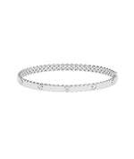 Fluted diamond bangle in 14K solid white gold bezel station