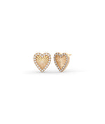 Fluted diamond heart stud earrings in rose gold solid gold