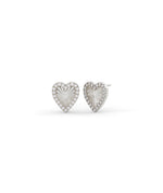 Fluted diamond heart stud earrings in 14K white gold