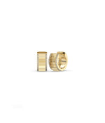 Fluted diamond huggie earrings in 14K yellow solid gold