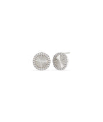 Fluted diamond round stud earrings in 14K solid white gold