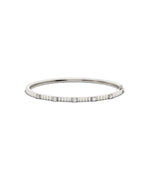 Fluted diamond station bangle in 14K solid white gold