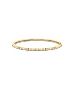 Fluted diamond station bangle in 14K solid yellow gold