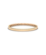 Fluted double row diamond bangle bracelet in 14K rose gold