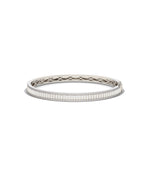 Fluted double row diamond bangle bracelet in 14K white gold