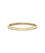 Fluted double row diamond bangle bracelet in 14K yellow gold