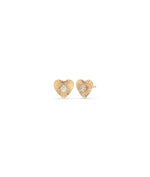 Fluted heart diamond stud earrings in 14K rose gold