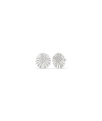 Fluted pave diamond stud earrings in 14K solid white gold